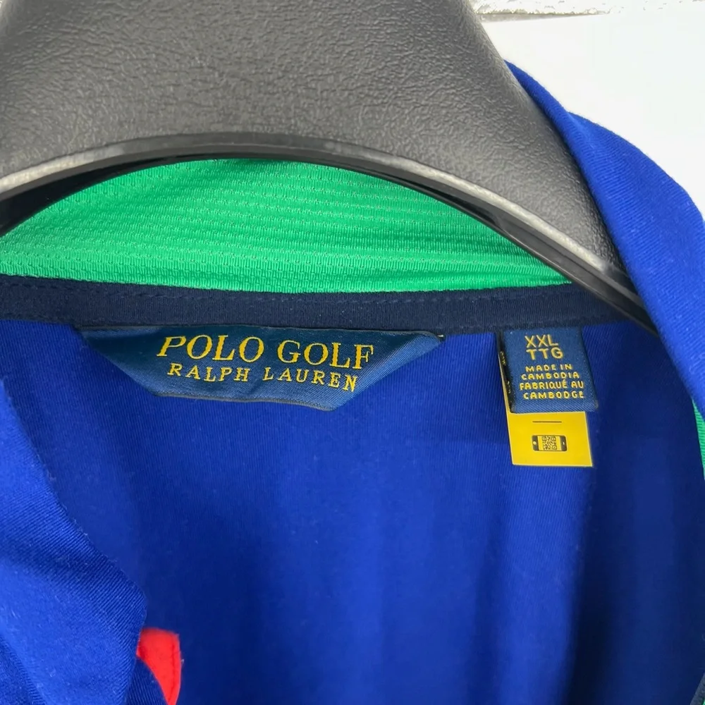 Polo Golf Ralph Lauren Sz XXL Blue‎ 1/4 Zip Wicking Lightweight Raglan Slv Shirt